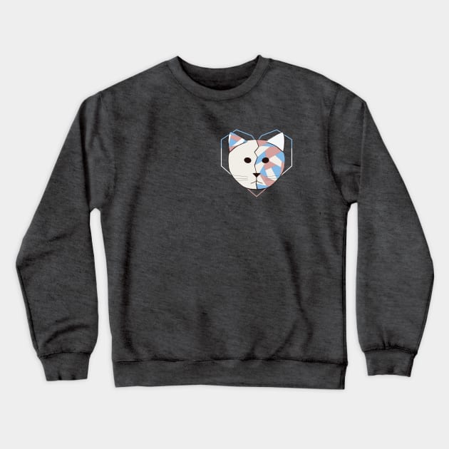 White Geometric Cat Crewneck Sweatshirt by Kali Farnsworth